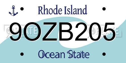 9OZB205 Rhode Island License Plate