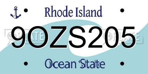 9OZS205 Rhode Island License Plate
