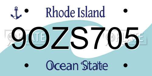 9OZS705 Rhode Island License Plate
