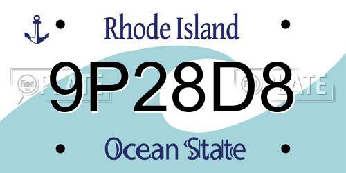 9P28D8 Rhode Island License Plate