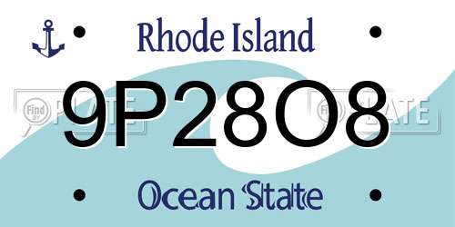 9P28O8 Rhode Island License Plate