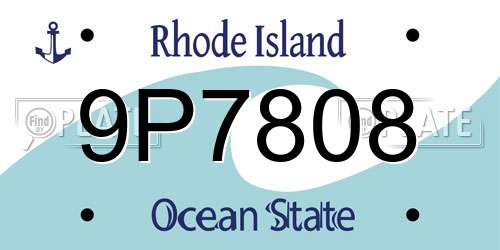 9P7808 Rhode Island License Plate