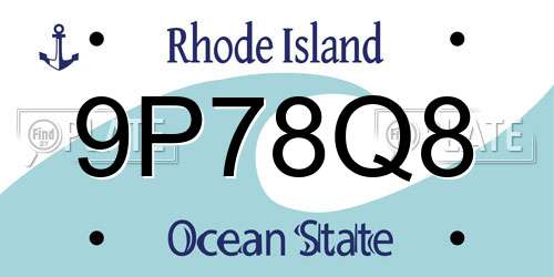 9P78Q8 Rhode Island License Plate