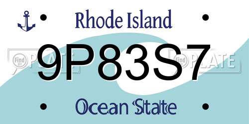 9P83S7 Rhode Island License Plate