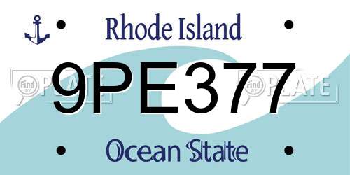 9PE377 Rhode Island License Plate