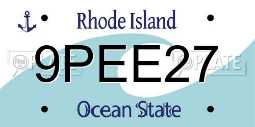 9PEE27 Rhode Island License Plate
