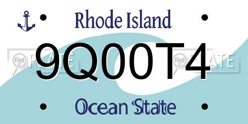 9Q00T4 Rhode Island License Plate