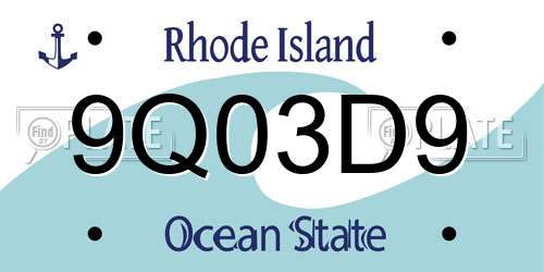 9Q03D9 Rhode Island License Plate