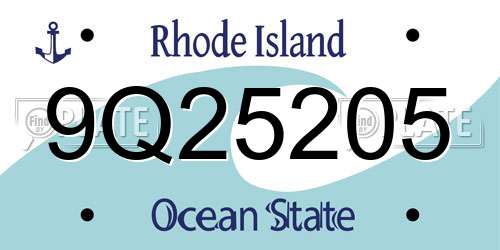 9Q25205 Rhode Island License Plate