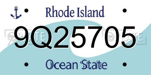 9Q25705 Rhode Island License Plate