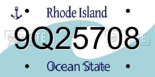 9Q25708 Rhode Island License Plate