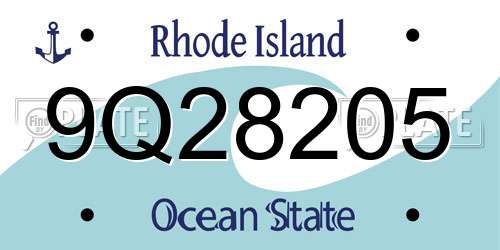 9Q28205 Rhode Island License Plate