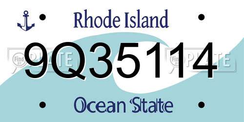 9Q35114 Rhode Island License Plate
