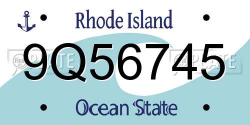9Q56745 Rhode Island License Plate