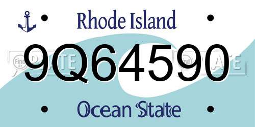 9Q64590 Rhode Island License Plate