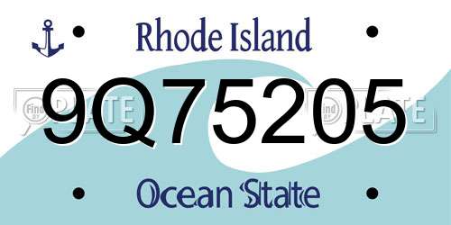 9Q75205 Rhode Island License Plate
