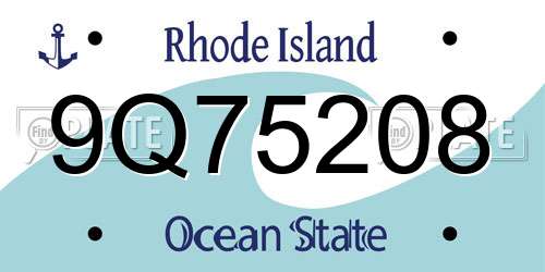 9Q75208 Rhode Island License Plate