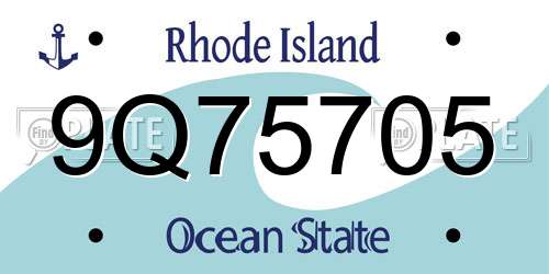 9Q75705 Rhode Island License Plate