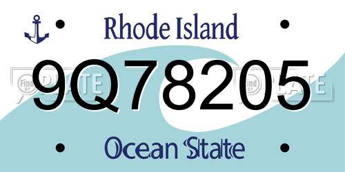 9Q78205 Rhode Island License Plate