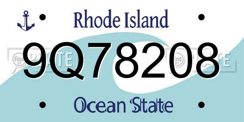 9Q78208 Rhode Island License Plate