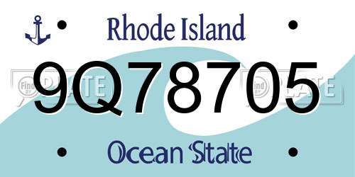 9Q78705 Rhode Island License Plate