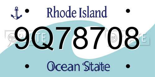 9Q78708 Rhode Island License Plate
