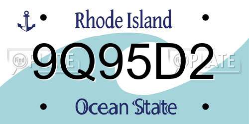 9Q95D2 Rhode Island License Plate