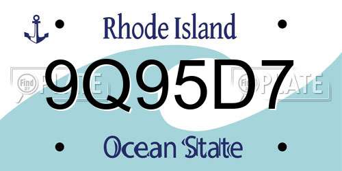 9Q95D7 Rhode Island License Plate