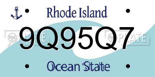 9Q95Q7 Rhode Island License Plate