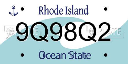 9Q98Q2 Rhode Island License Plate