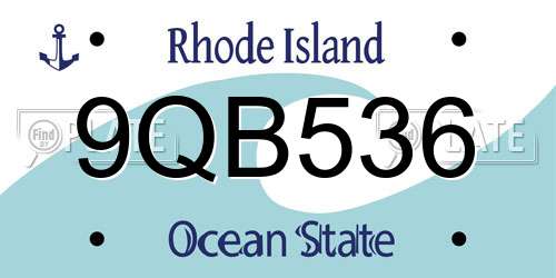 9QB536 Rhode Island License Plate