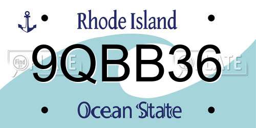 9QBB36 Rhode Island License Plate