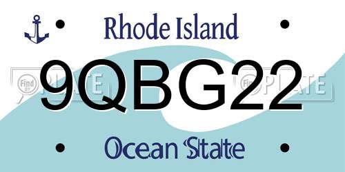 9QBG22 Rhode Island License Plate