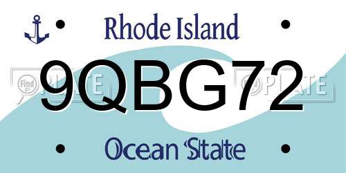 9QBG72 Rhode Island License Plate