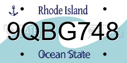 9QBG748 Rhode Island License Plate