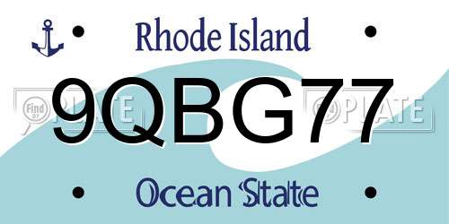 9QBG77 Rhode Island License Plate