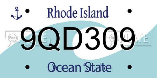 9QD309 Rhode Island License Plate