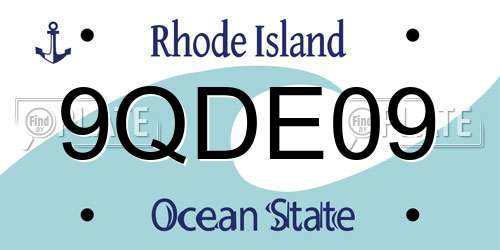 9QDE09 Rhode Island License Plate