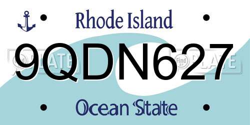 9QDN627 Rhode Island License Plate
