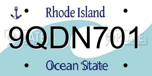 9QDN701 Rhode Island License Plate