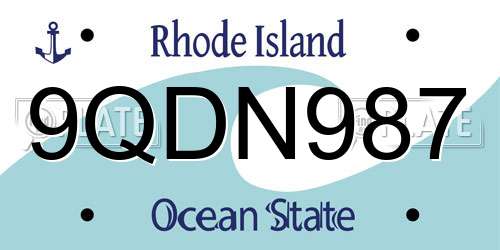 9QDN987 Rhode Island License Plate