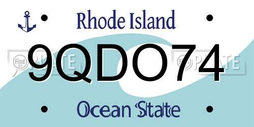 9QDO74 Rhode Island License Plate