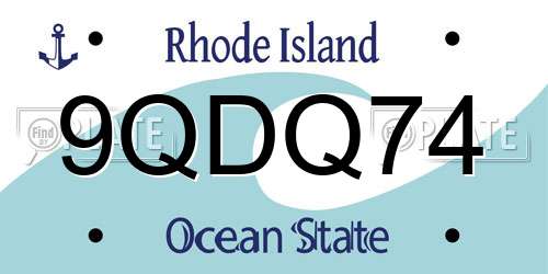 9QDQ74 Rhode Island License Plate