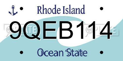 9QEB114 Rhode Island License Plate