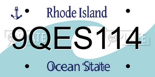 9QES114 Rhode Island License Plate