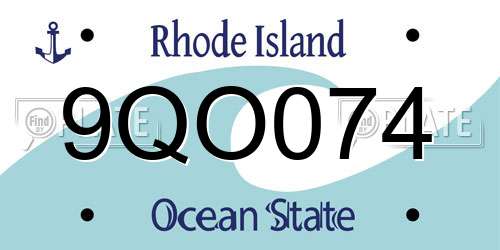 9QO074 Rhode Island License Plate