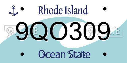 9QO309 Rhode Island License Plate