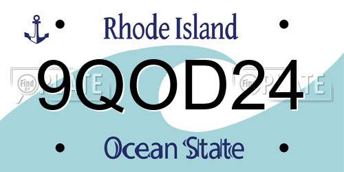 9QOD24 Rhode Island License Plate