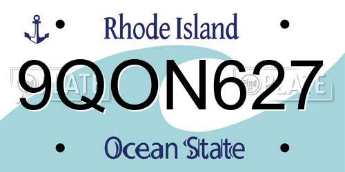 9QON627 Rhode Island License Plate
