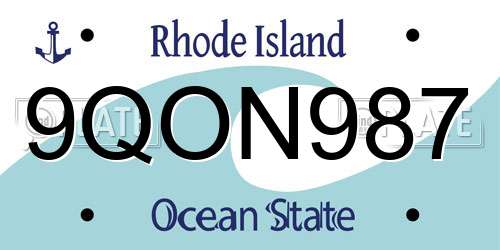 9QON987 Rhode Island License Plate